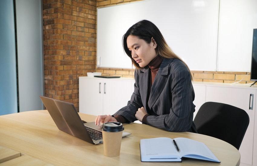 woman working on her laptop
