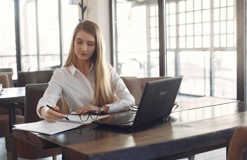 woman working on her laptop