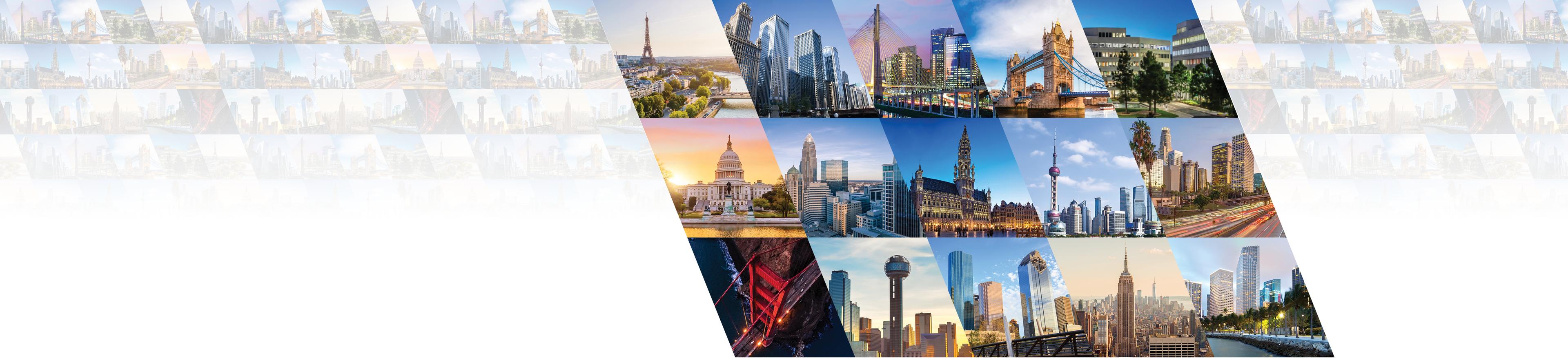composite image of various city landmarks